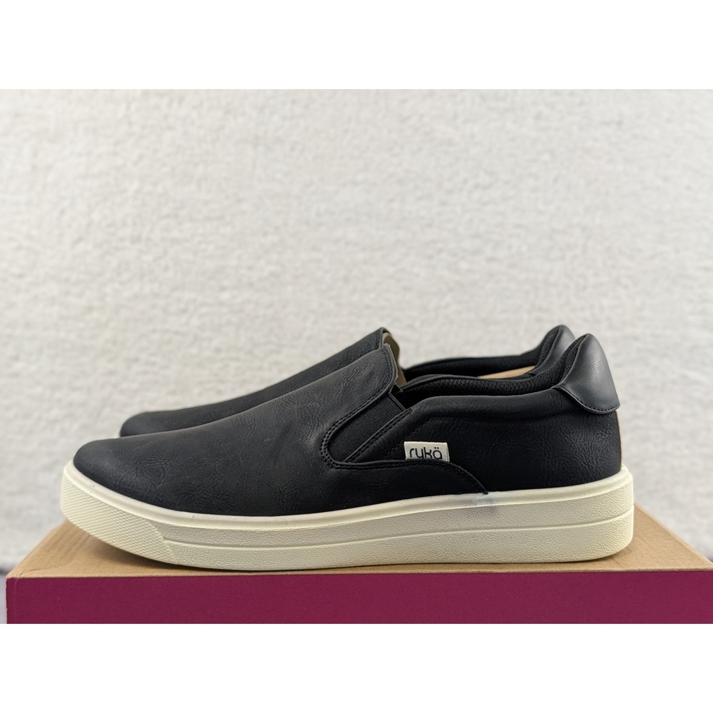 Ryka Viv Slip On Womens 9.5M Black Leather Look Sneakers J0814S1001 RE-ZORB